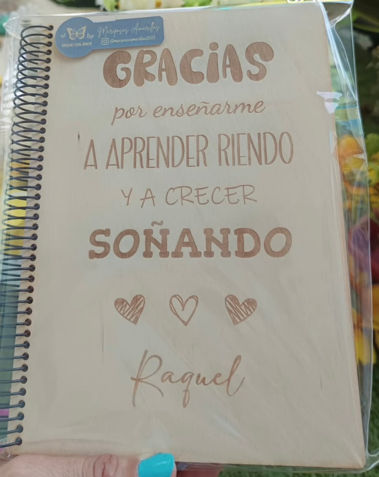 Cuaderno Personalizado con Tapas de Madera – “Gracias por enseñarme…”