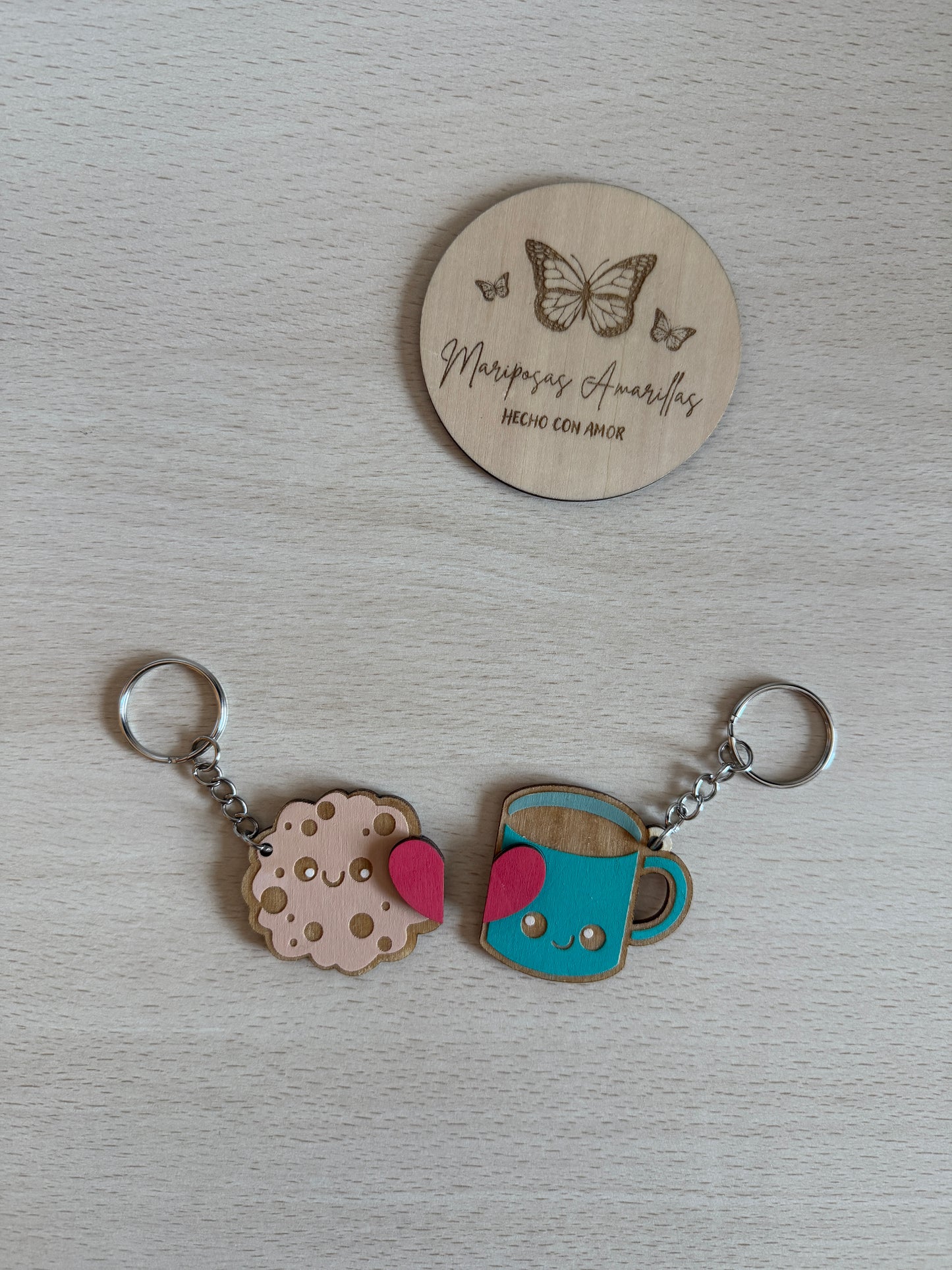 💖 Parejas de llaveros en madera de abedul – Edición San Valentín 💖