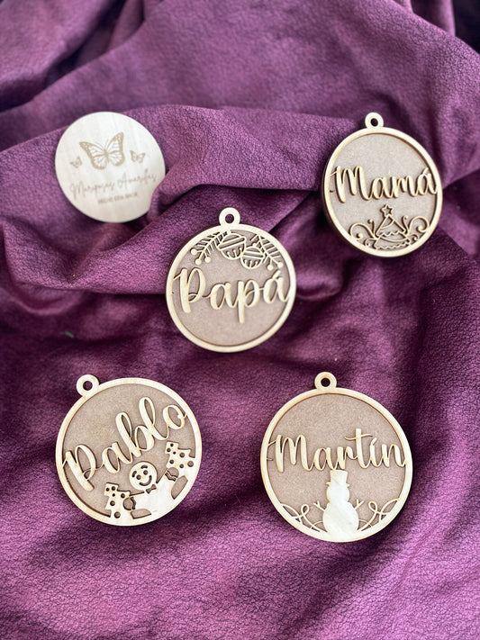 🎄 Bolas de Navidad en Madera Bicolor – Personalizadas y en Doble Capa🎁