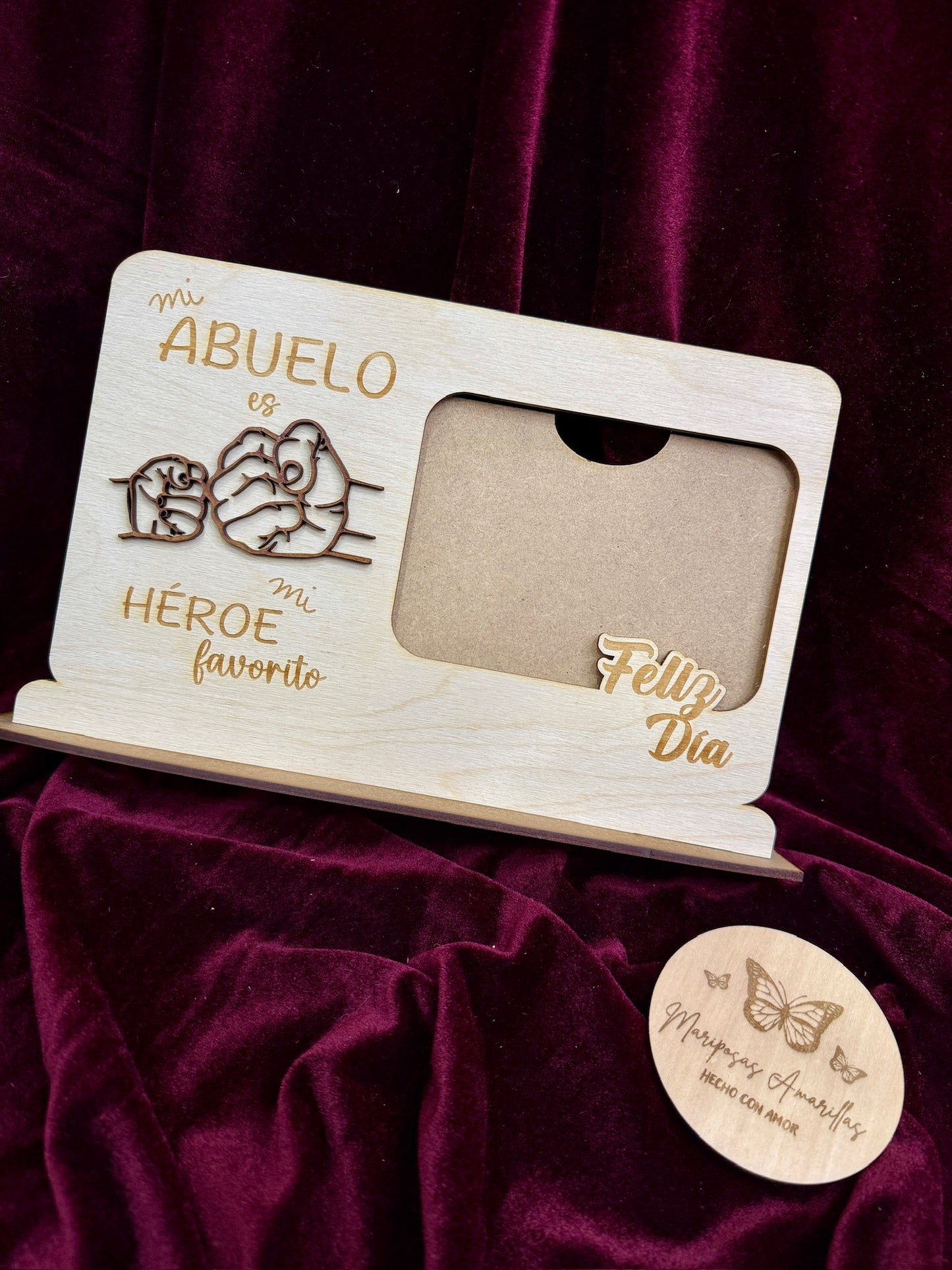 Marco de Fotos de Madera: “Mi Padre/Abuelo es mi Héroe Favorito”