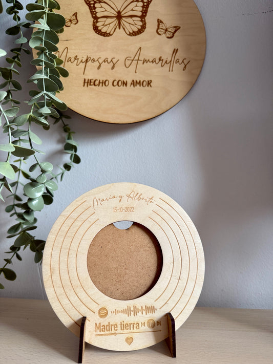 💿 Marco de Fotos Personalizado en Madera – Diseño Disco de Vinilo 💿