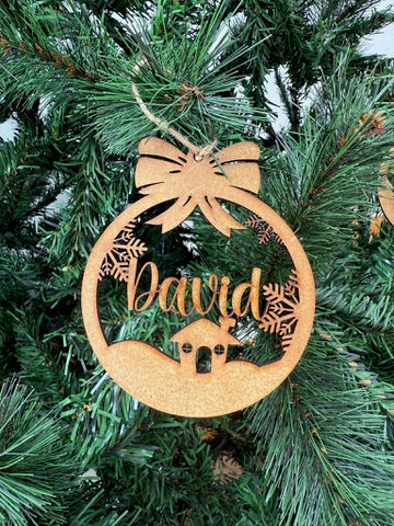 🎄 Bolas de Navidad Personalizadas en MDF con Lazo 🎄(6 Modelos)