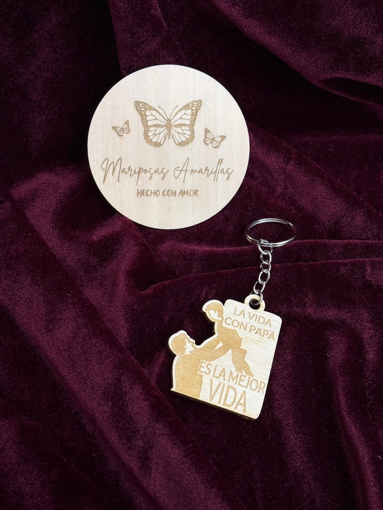🔑 Llavero de Madera Grabado - Regalo Especial para Papá 🔑