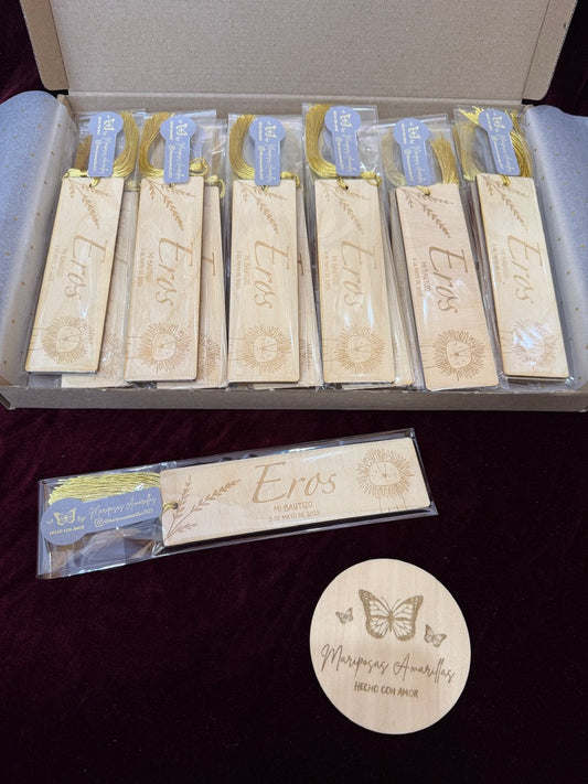 Marcapaginas bautizo león