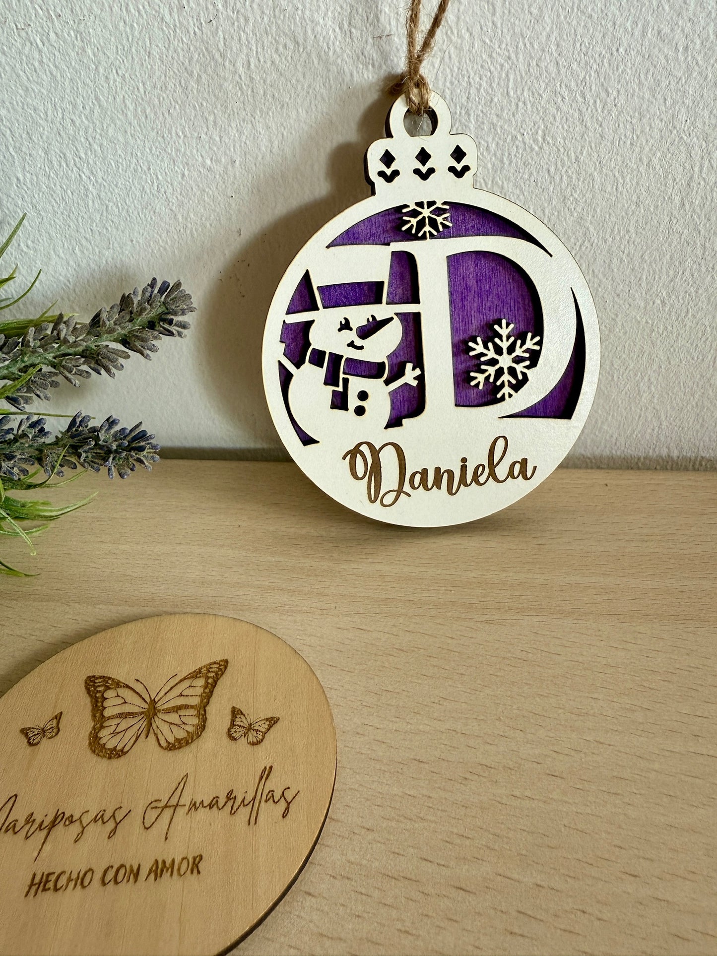 ⛄ Bola de Navidad personalizable con nombre – Muñeco de nieve