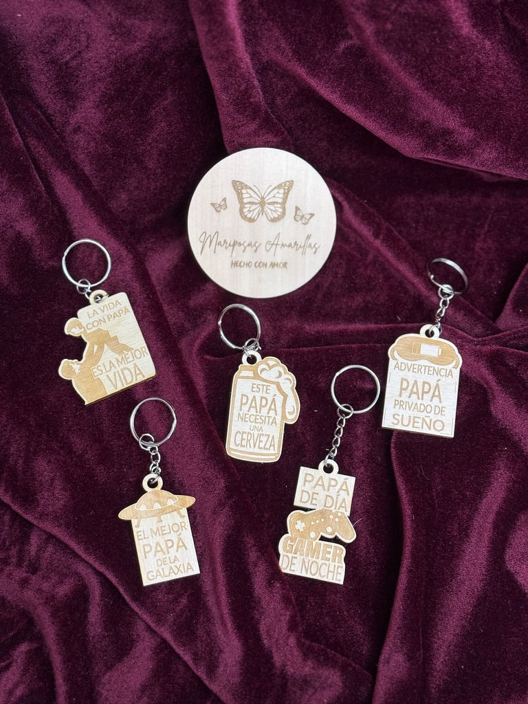 🔑 Llavero de Madera Grabado - Regalo Especial para Papá 🔑