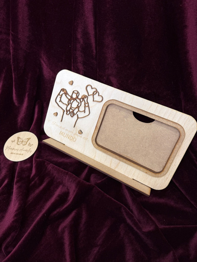 🎁 Marco de Fotos de Madera de Abedul - "Para el Mejor Padre del Mundo" 🎁