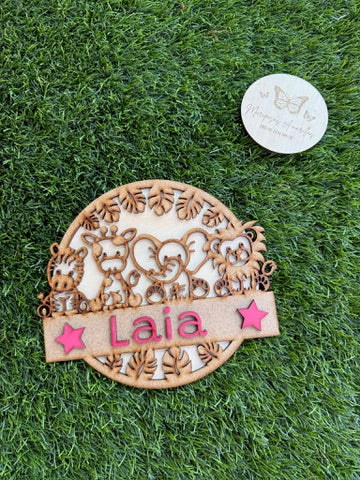 🐘🌿 Cartel infantil con animales de la selva – Personalizado con nombre