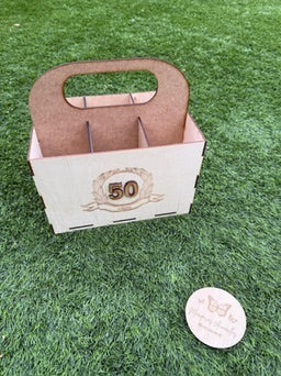 🪵 Cesta de Madera Artesanal para 6 Botellines de Cerveza – Personalizable