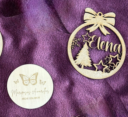🎄 Bolas de Navidad Personalizadas en MDF con Lazo 🎄(6 Modelos)