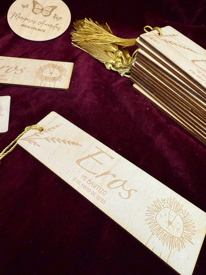 Marcapaginas bautizo león