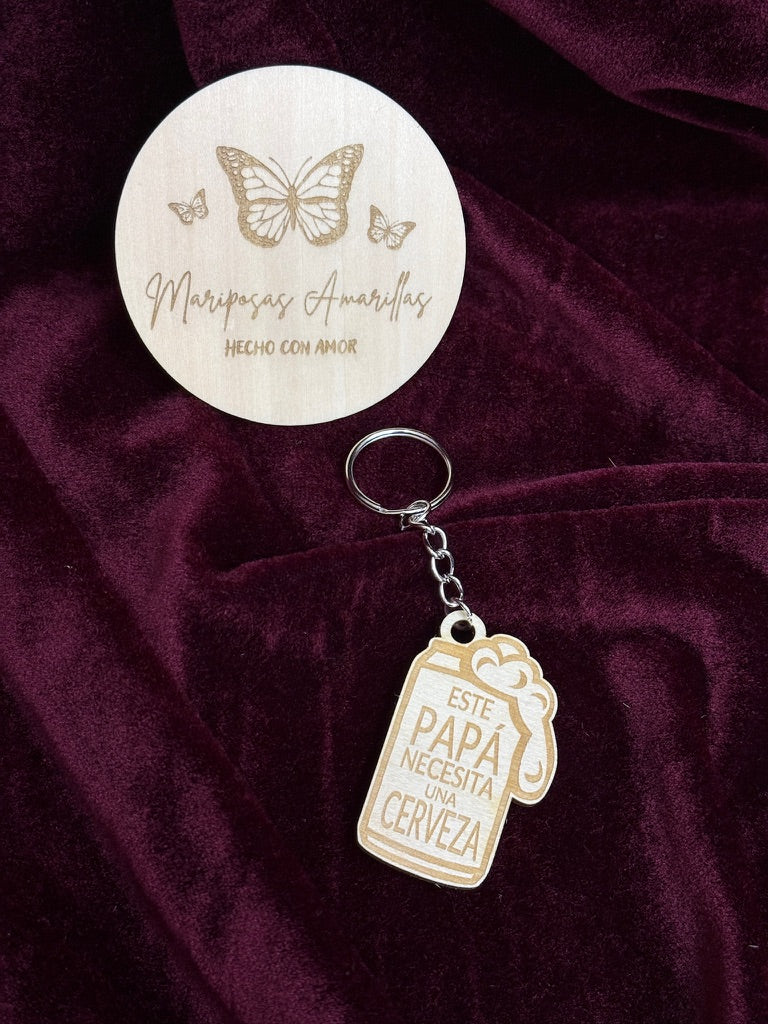 🔑 Llavero de Madera Grabado - Regalo Especial para Papá 🔑