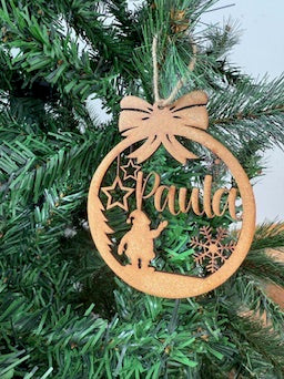 🎄 Bolas de Navidad Personalizadas en MDF con Lazo 🎄(6 Modelos)