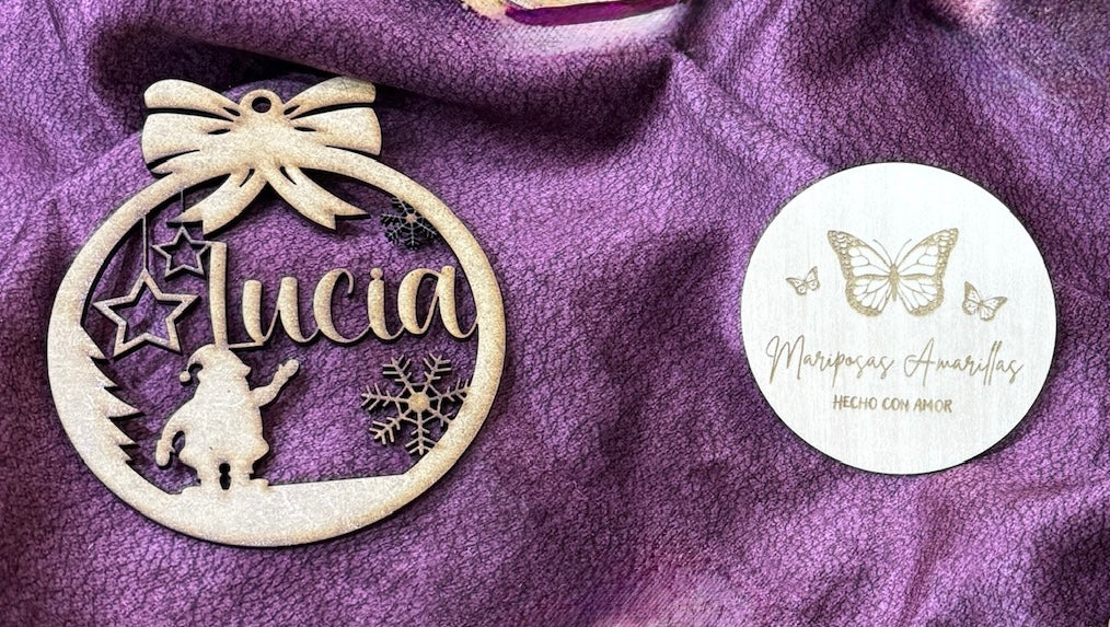 🎄 Bolas de Navidad Personalizadas en MDF con Lazo 🎄(6 Modelos)
