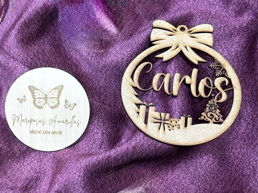 🎄 Bolas de Navidad Personalizadas en MDF con Lazo 🎄(6 Modelos)