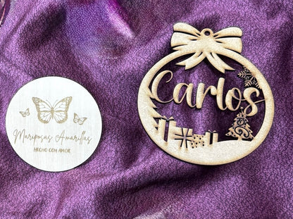 🎄 Bolas de Navidad Personalizadas en MDF con Lazo 🎄(6 Modelos)
