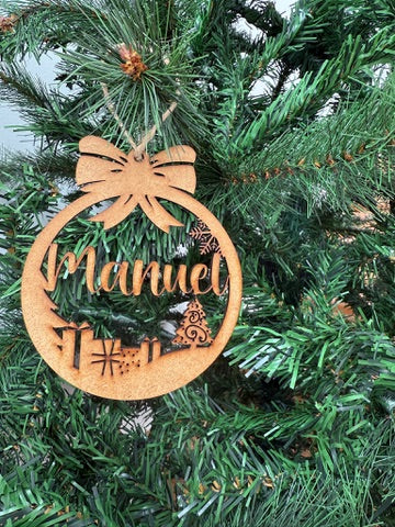 🎄 Bolas de Navidad Personalizadas en MDF con Lazo 🎄(6 Modelos)