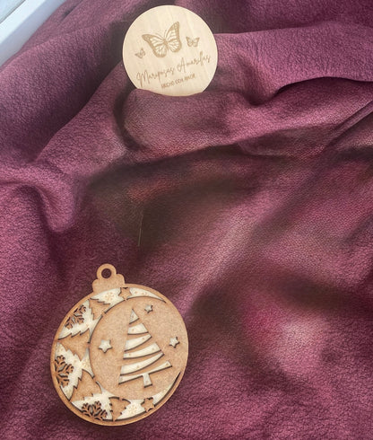 🎄 Bolas de Navidad en Madera de Doble Capa ✨