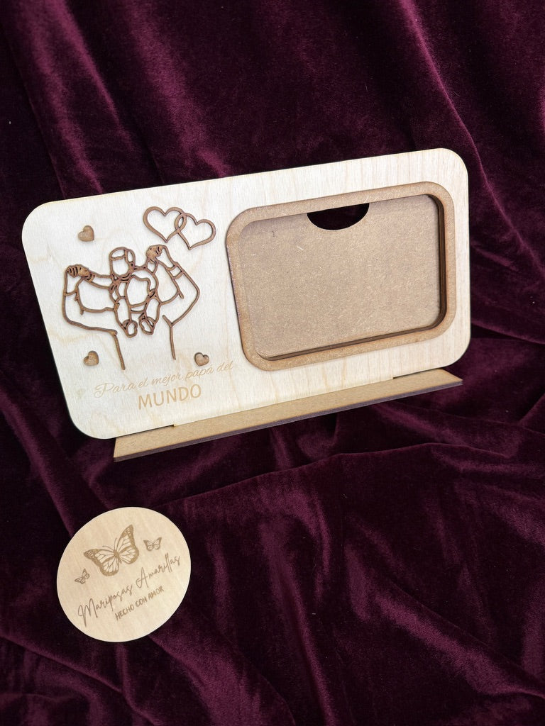 🎁 Marco de Fotos de Madera de Abedul - "Para el Mejor Padre del Mundo" 🎁