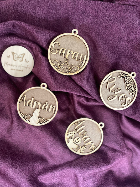 🎄 Bolas de Navidad en Madera Bicolor – Personalizadas y en Doble Capa🎁