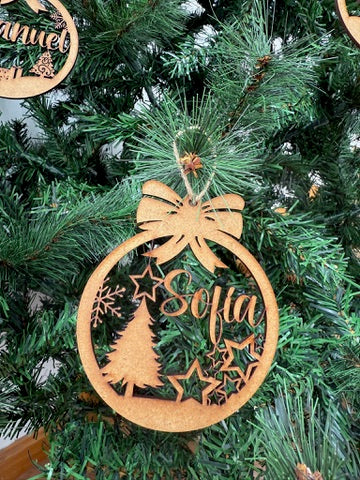 🎄 Bolas de Navidad Personalizadas en MDF con Lazo 🎄(6 Modelos)