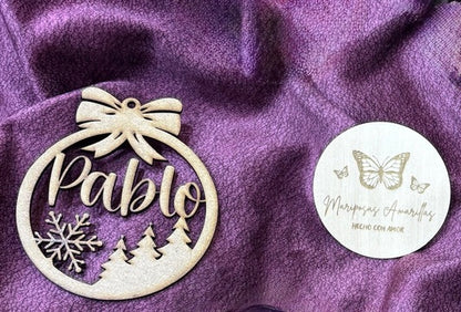 🎄 Bolas de Navidad Personalizadas en MDF con Lazo 🎄(6 Modelos)