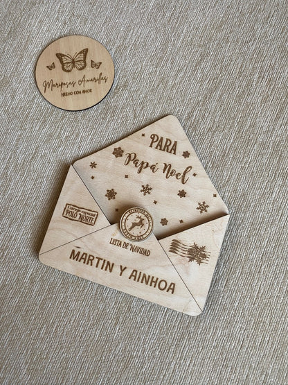 🎄 Sobre de Madera Personalizado para Papá Noel o los Reyes Magos 🎁