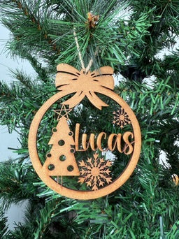 🎄 Bolas de Navidad Personalizadas en MDF con Lazo 🎄(6 Modelos)