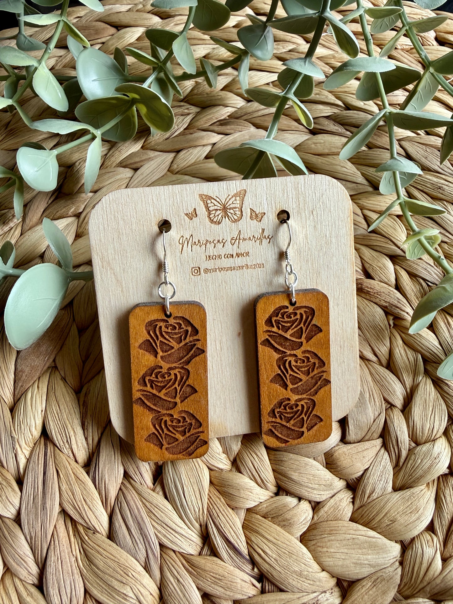 💘 Pendientes de Madera de tilo Pintados a Mano – Colección San Valentín
