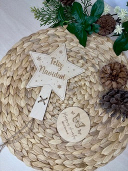 ⭐ Estrella de madera personalizada para coronar el árbol de Navidad