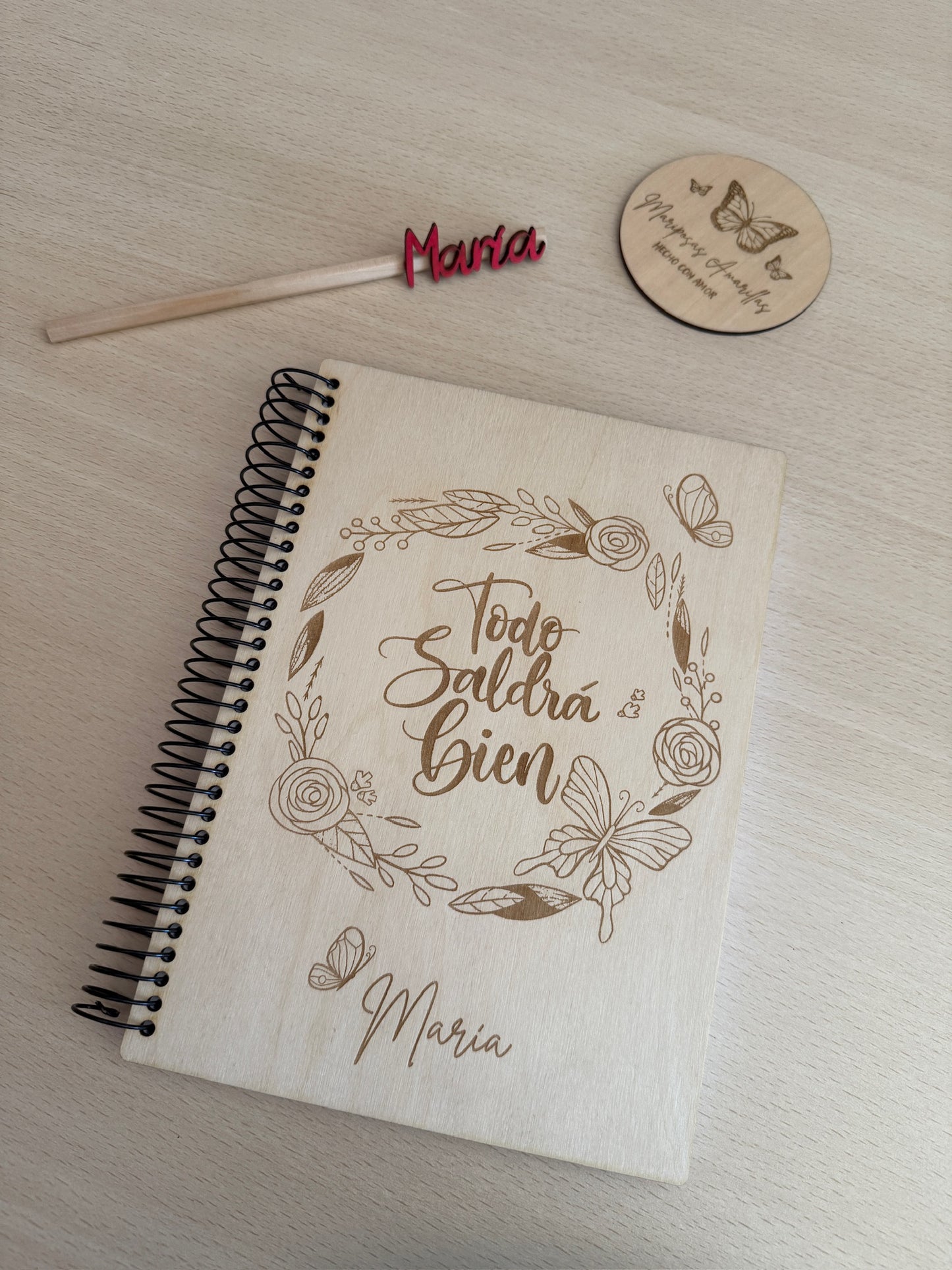 ✨ Agenda Escolar 2025/2026 Personalizada – Tapa de Madera Grabada a Láser