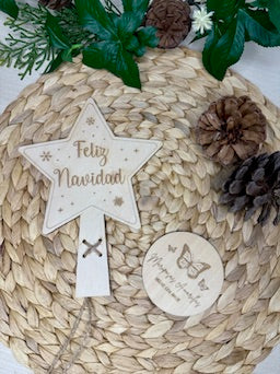 ⭐ Estrella de madera personalizada para coronar el árbol de Navidad