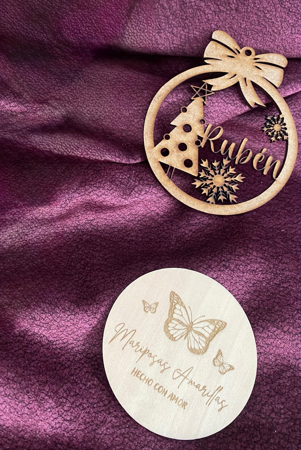 🎄 Bolas de Navidad Personalizadas en MDF con Lazo 🎄(6 Modelos)