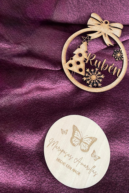🎄 Bolas de Navidad Personalizadas en MDF con Lazo 🎄(6 Modelos)