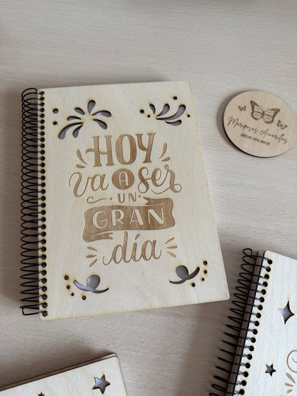 ✨ Agenda Personalizada – Tapa de Madera Grabada a Láser