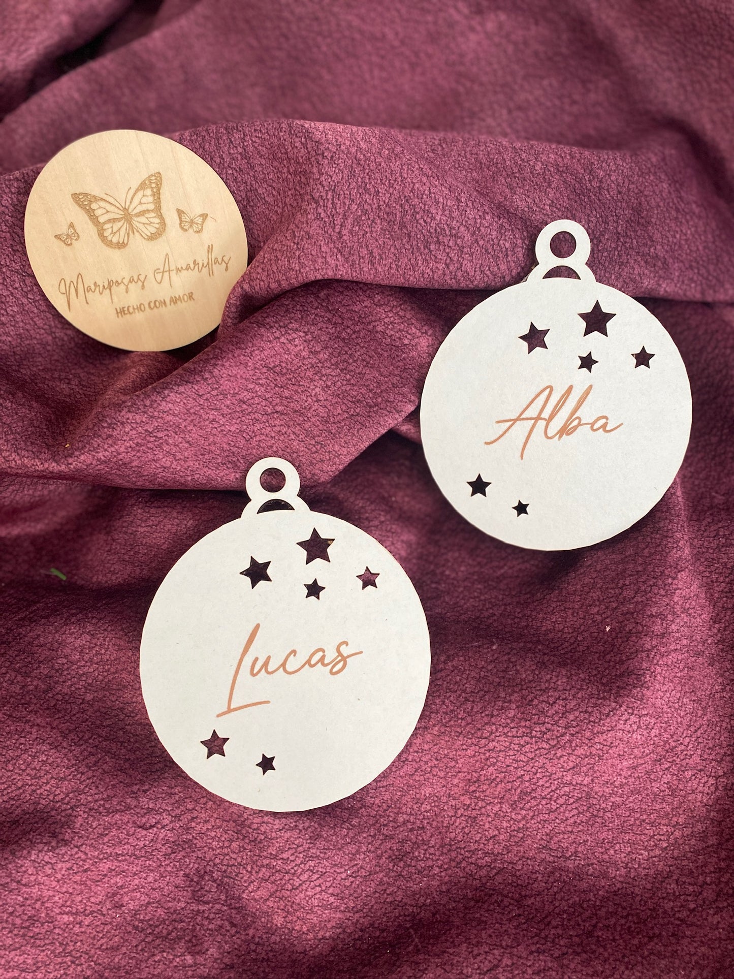 🎄Bolas de Navidad Personalizadas en MDF Blanco ✨