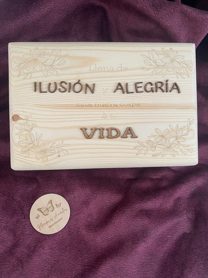 Caja de madera personalizada para jubilación