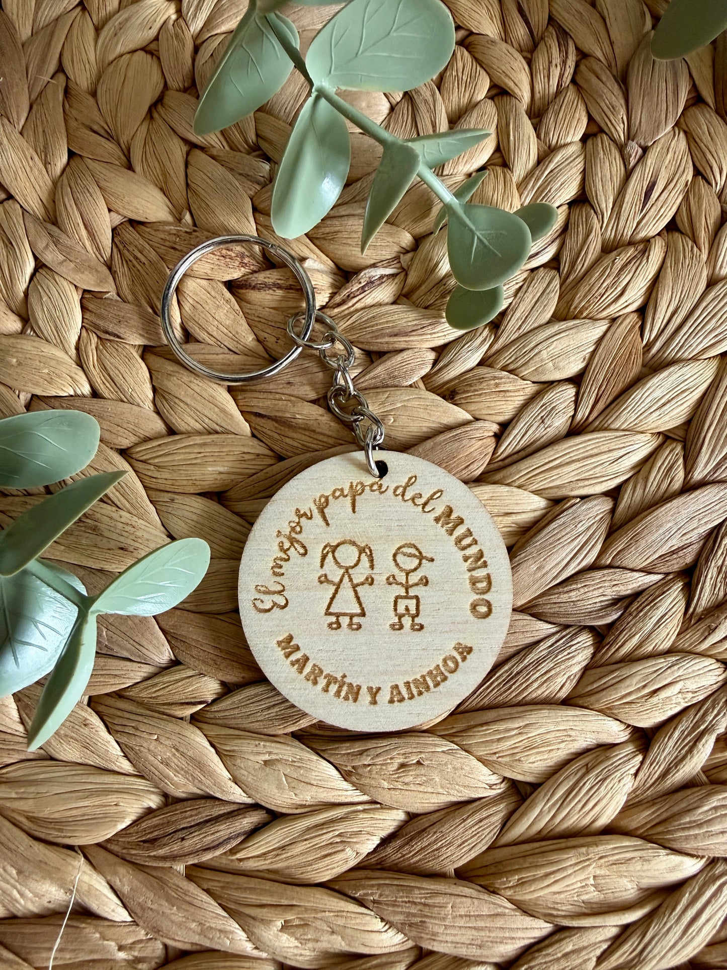 Llavero Personalizado de Madera de Abedul para Papá