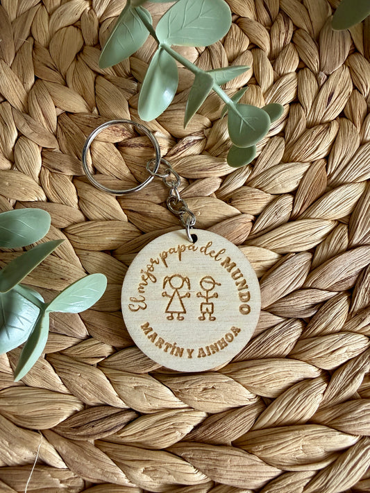 Llavero Personalizado de Madera de Abedul para Papá