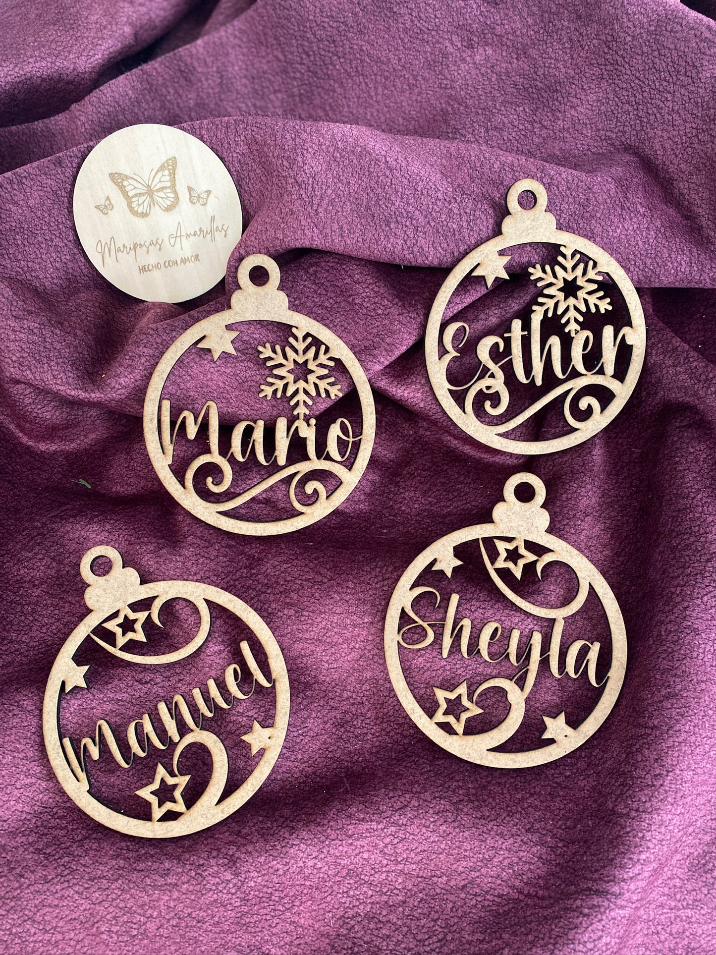 🎄 Bolas de Navidad de MDF Estrellas y Copos 🎄