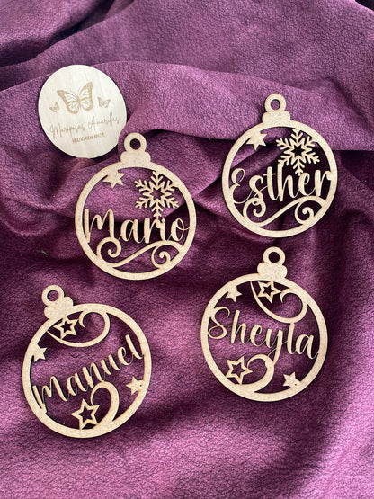 🎄 Bolas de Navidad de MDF Estrellas y Copos 🎄