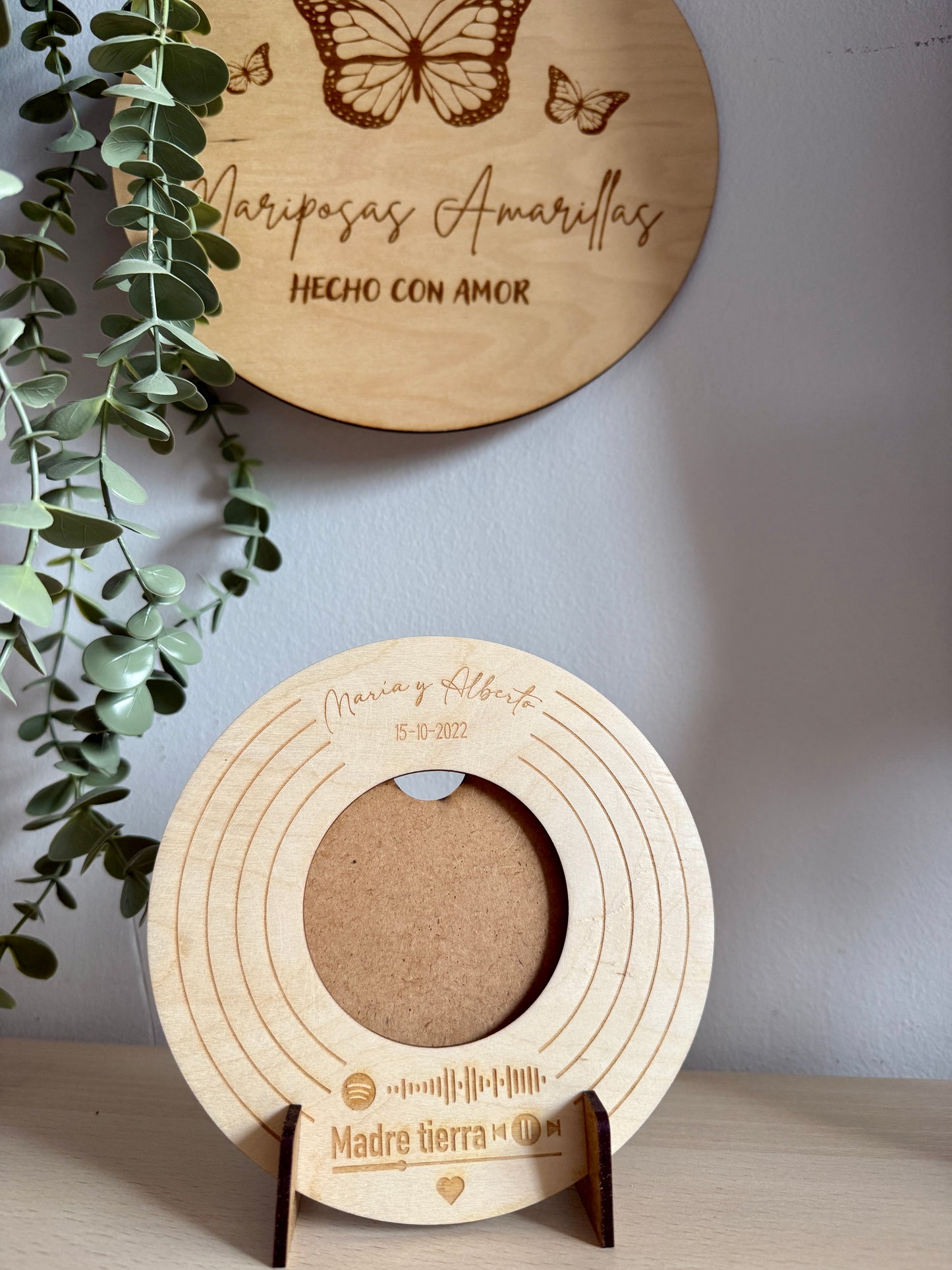 💿 Marco de Fotos Personalizado en Madera – Diseño Disco de Vinilo 💿