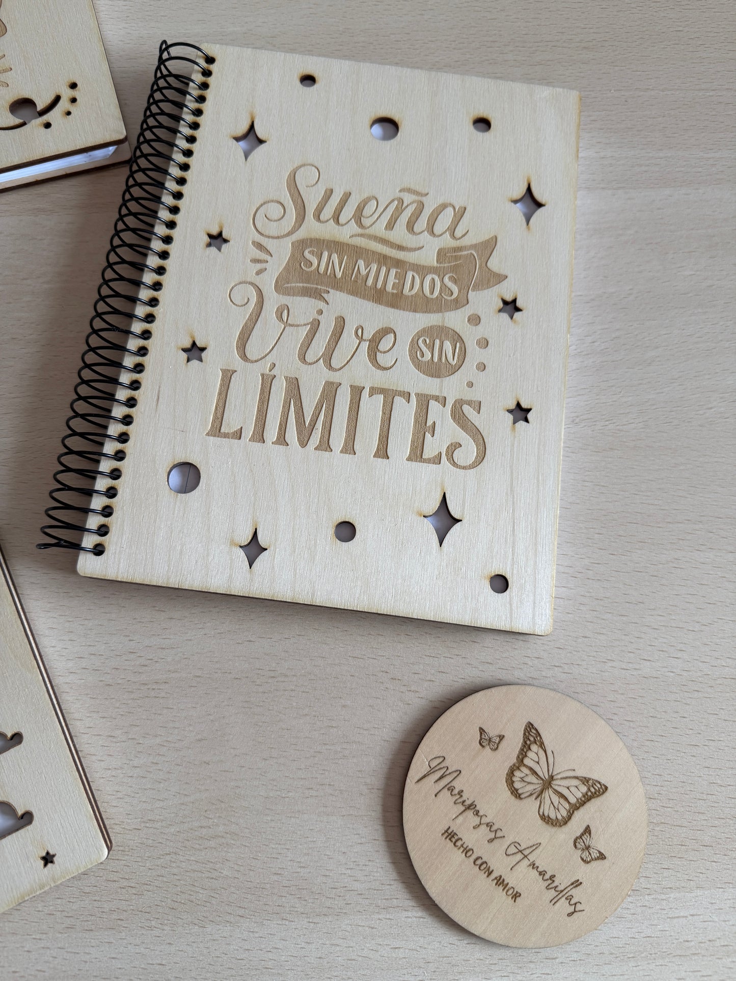 ✨ Agenda Personalizada – Tapa de Madera Grabada a Láser