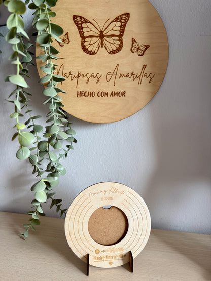 💿 Marco de Fotos Personalizado en Madera – Diseño Disco de Vinilo 💿
