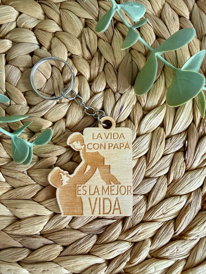 Llavero de Madera Grabado - Regalo Especial para Papá