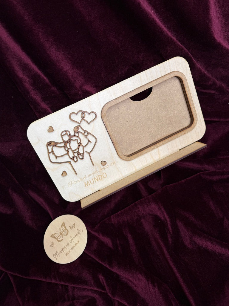 🎁 Marco de Fotos de Madera de Abedul - "Para el Mejor Padre del Mundo" 🎁