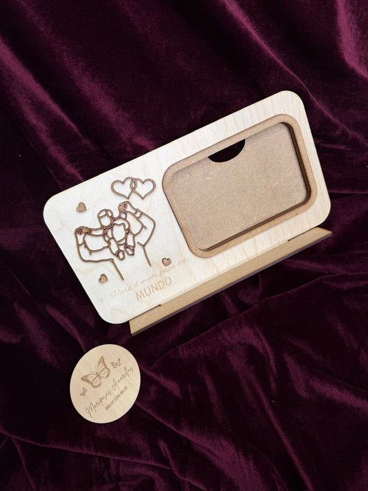 🎁 Marco de Fotos de Madera de Abedul - "Para el Mejor Padre del Mundo" 🎁