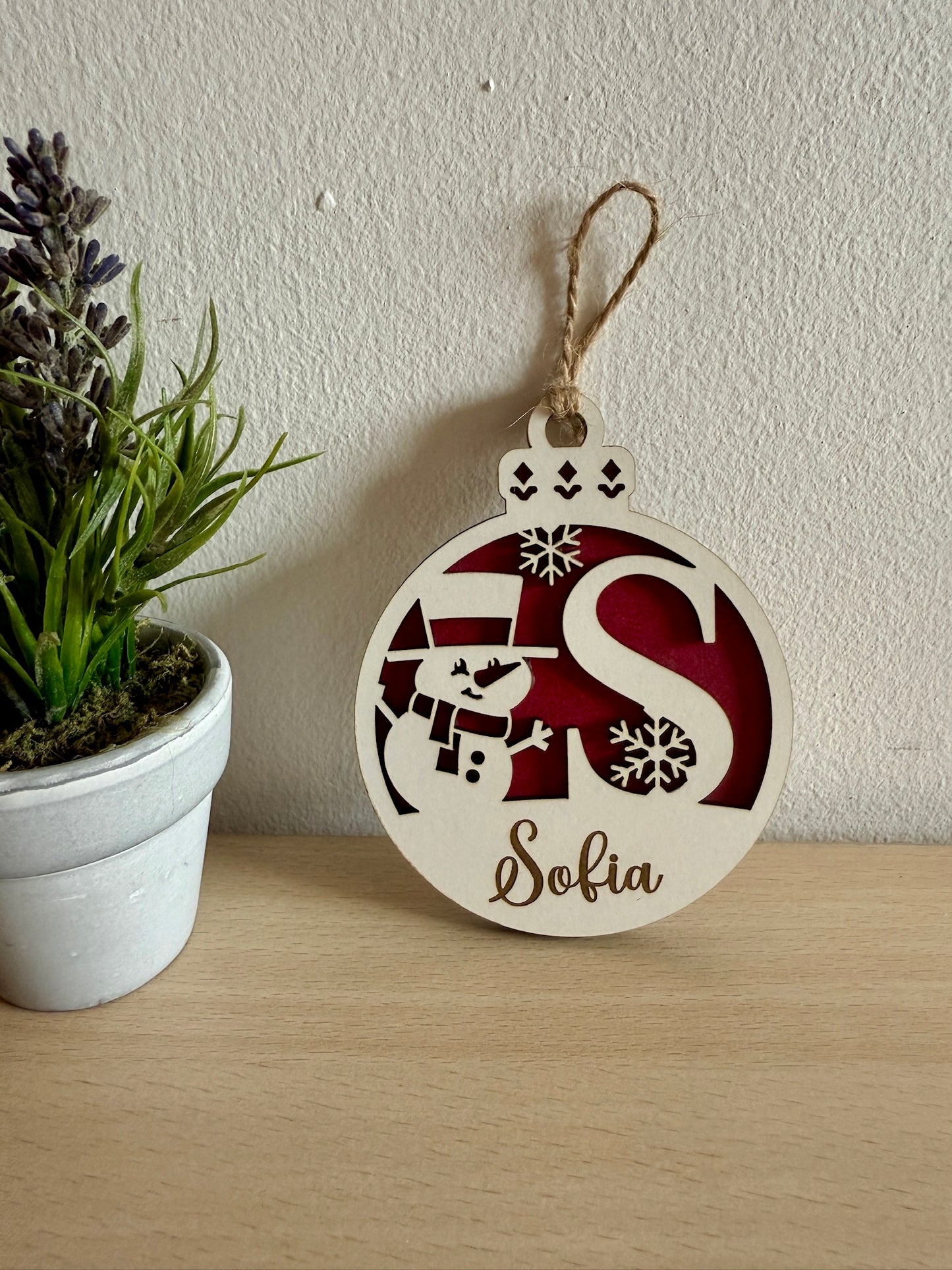 ⛄ Bola de Navidad personalizable con nombre – Muñeco de nieve