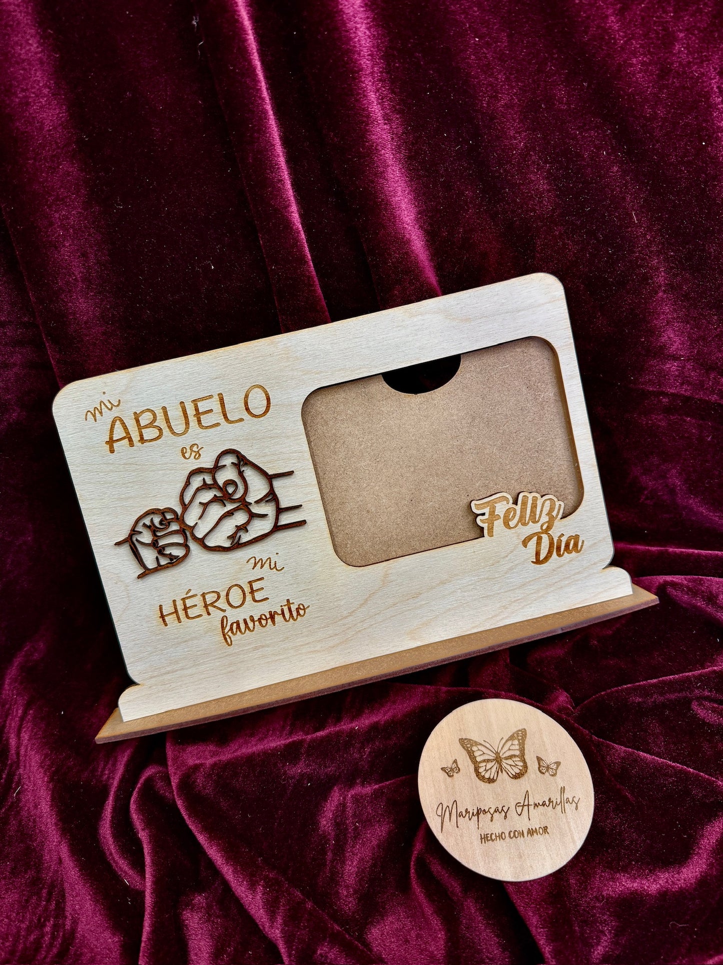 Marco de Fotos de Madera:  “Mi Padre/Abuelo es mi Héroe Favorito”