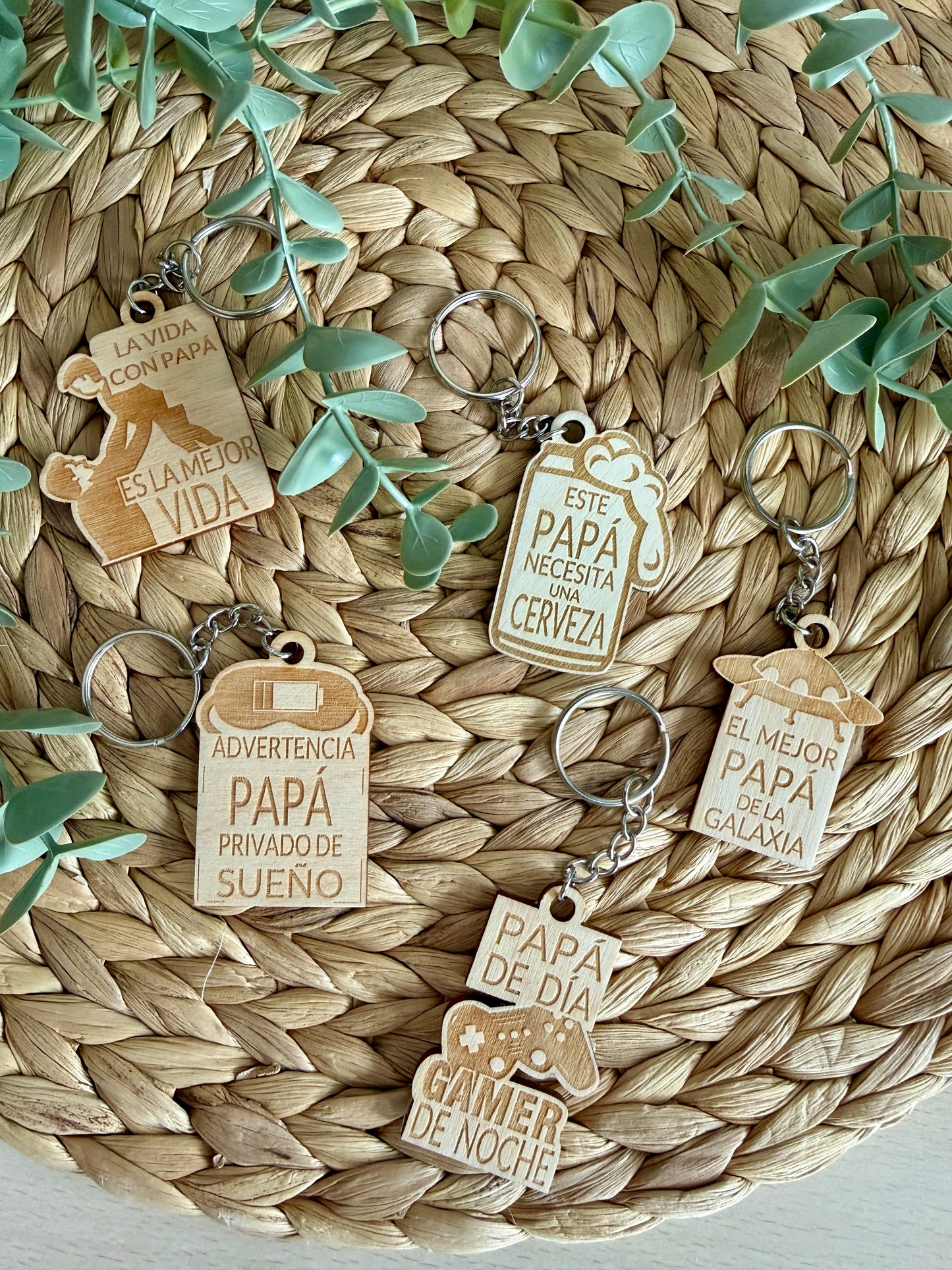 Llavero de Madera Grabado - Regalo Especial para Papá